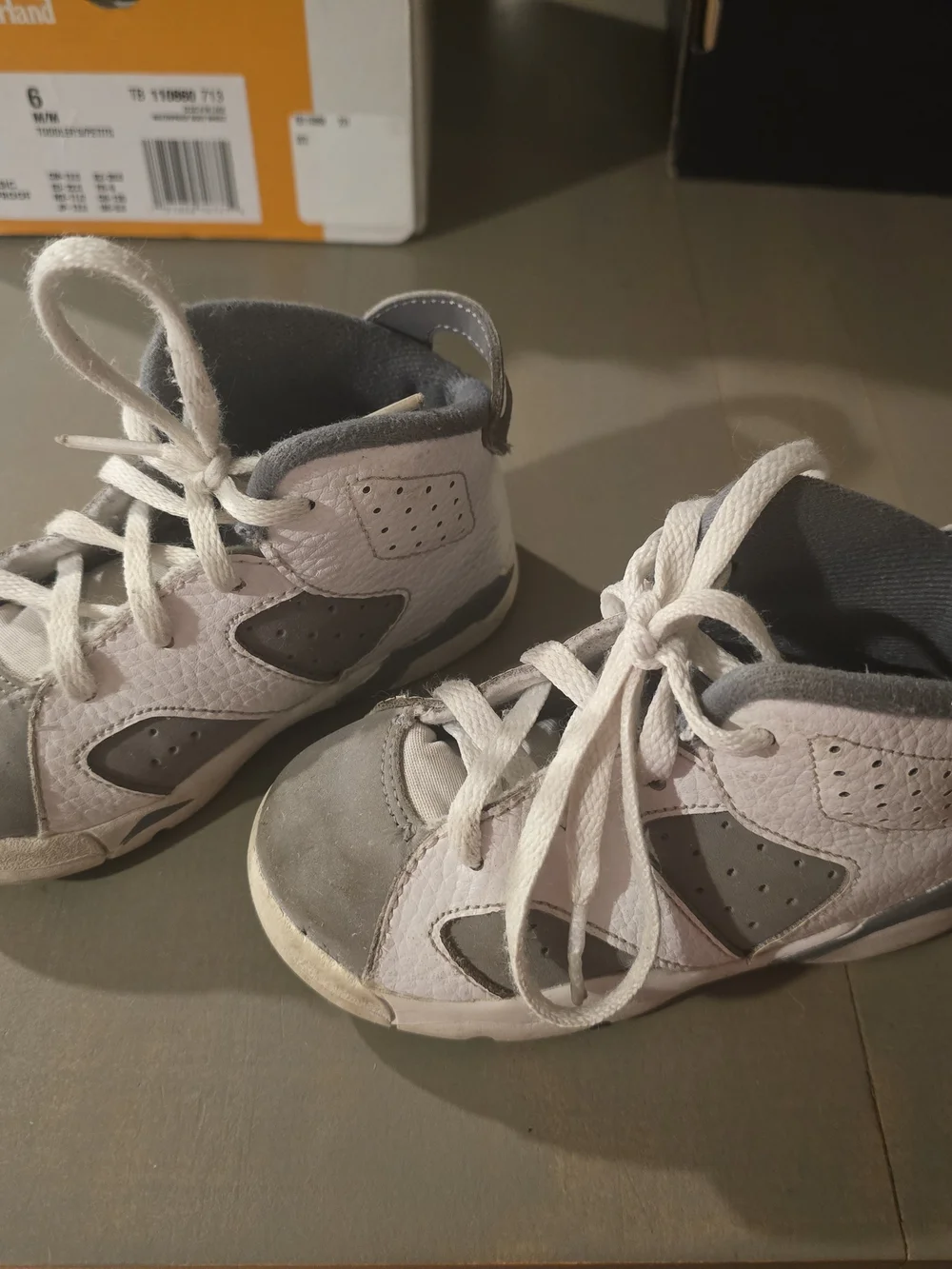 Jordan Kids White and Gray Lace-Up Sneakers 7c